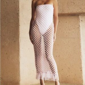 Meshki Pink Knit Midi Dress